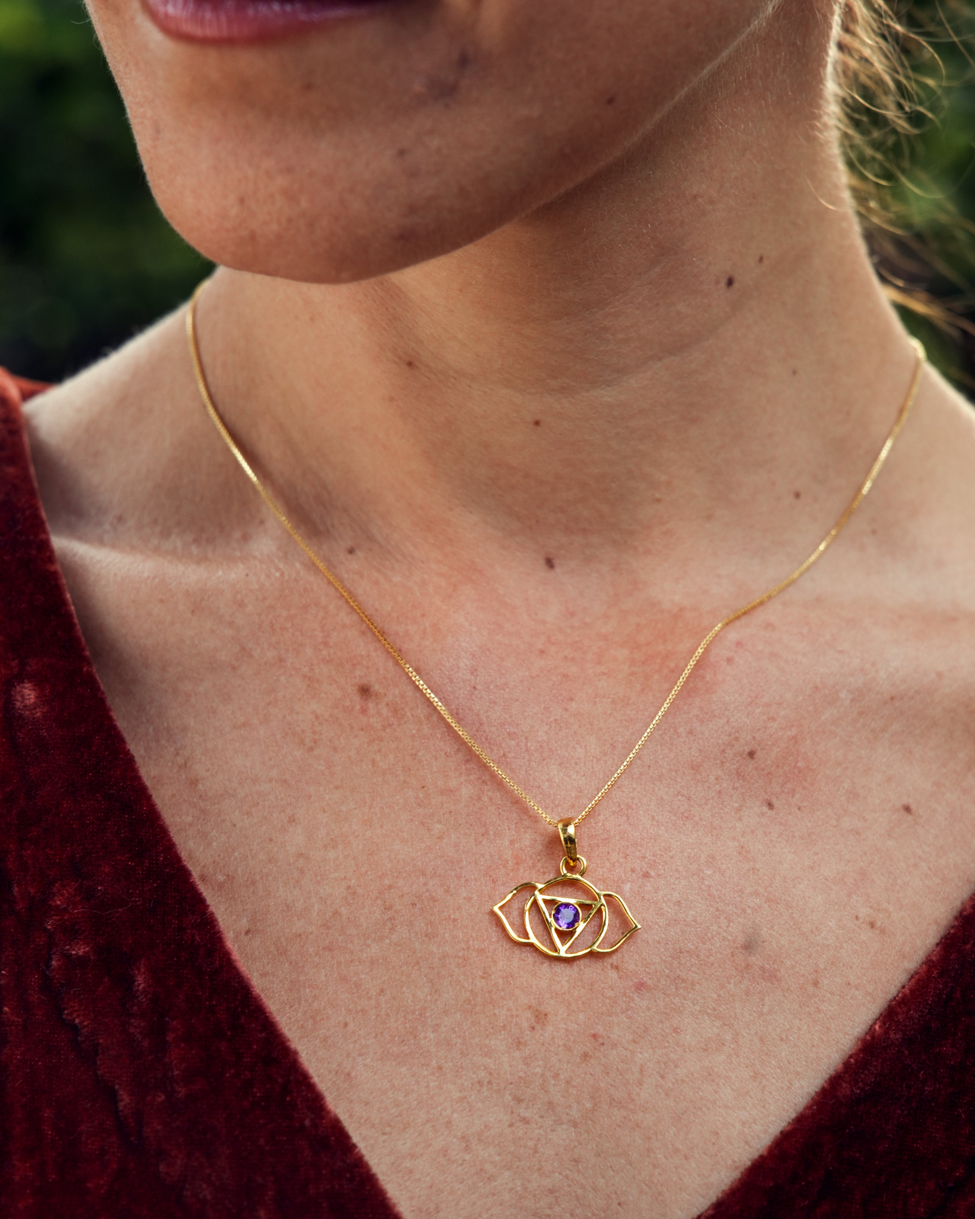 14kt gold Agya Chakra Pendant Necklace