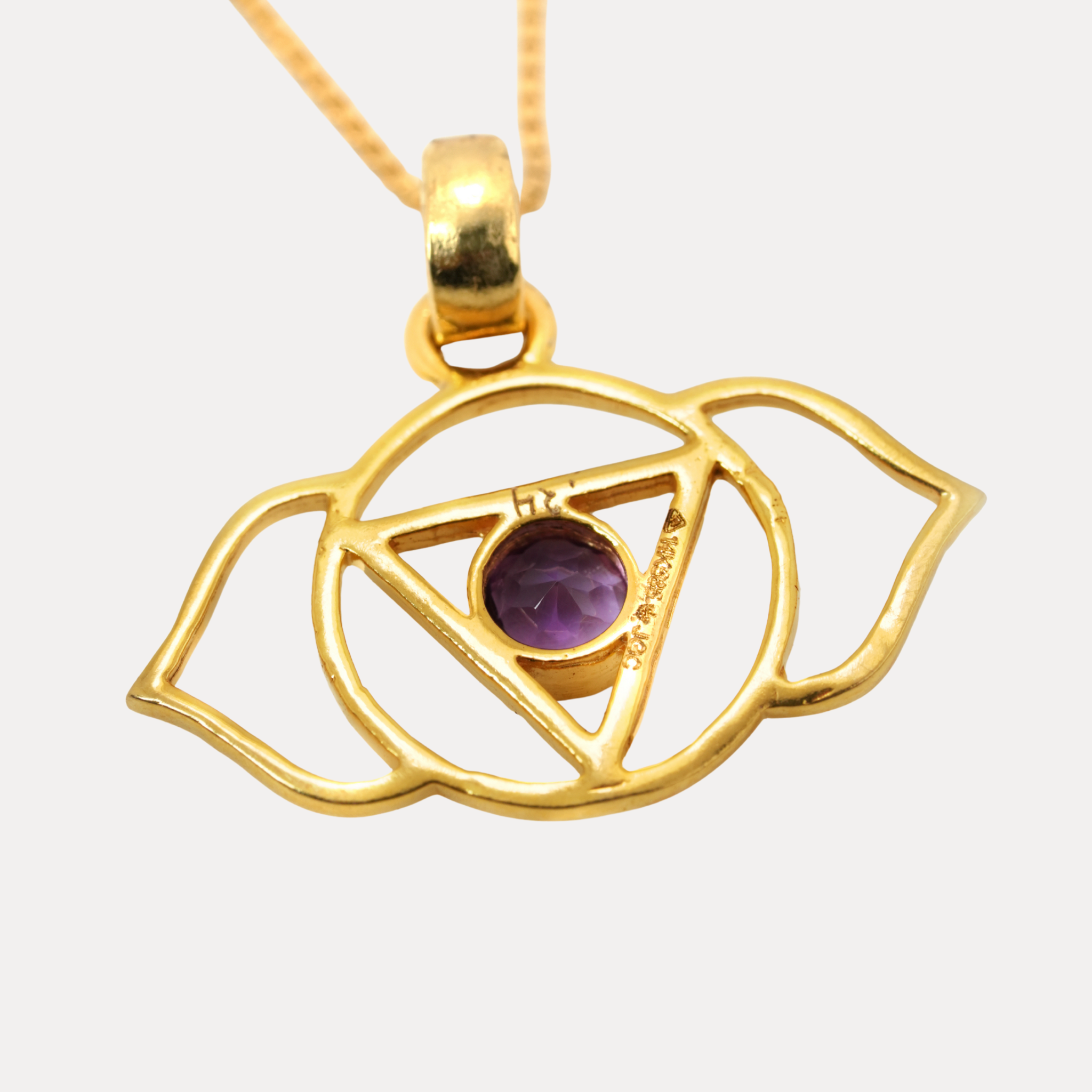 14kt gold Agya Chakra Pendant Necklace