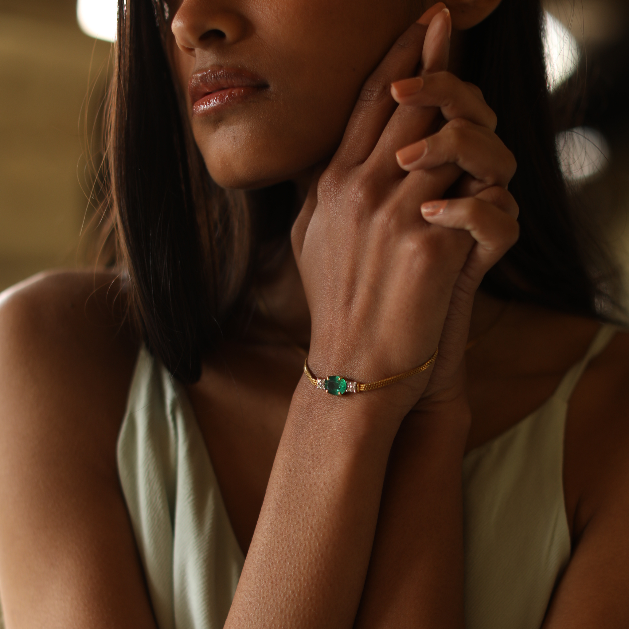 Emerald and Diamond Tennis Bracelet