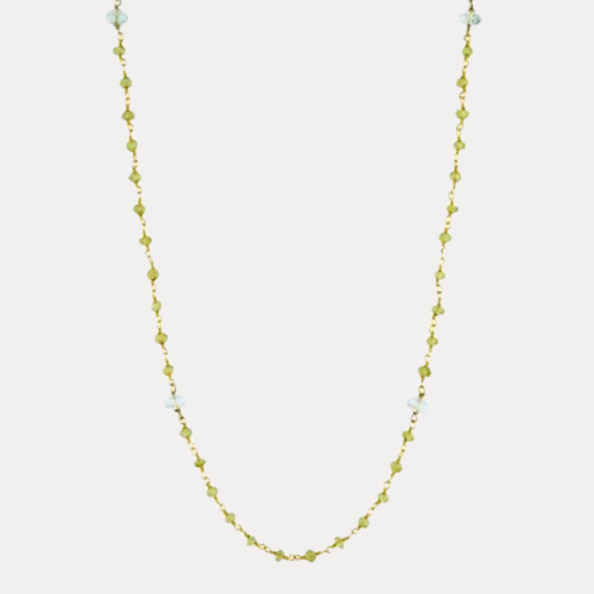 Aquamarine and Peridot Counter Bead Necklace