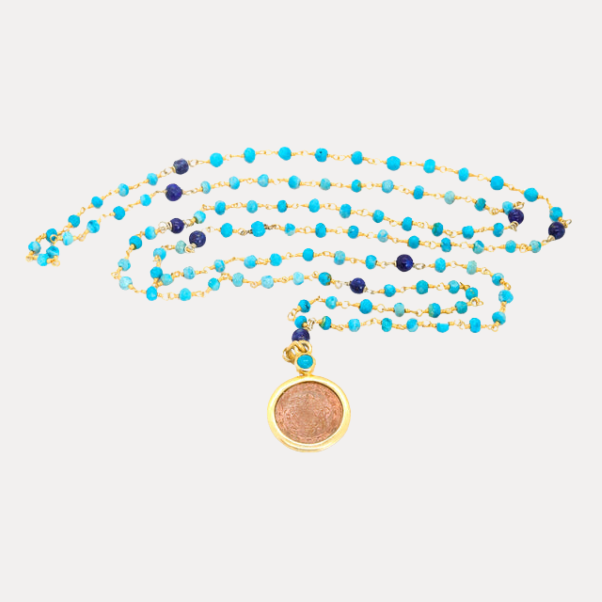 Turqouise and Lapis Sri Yantra Necklace