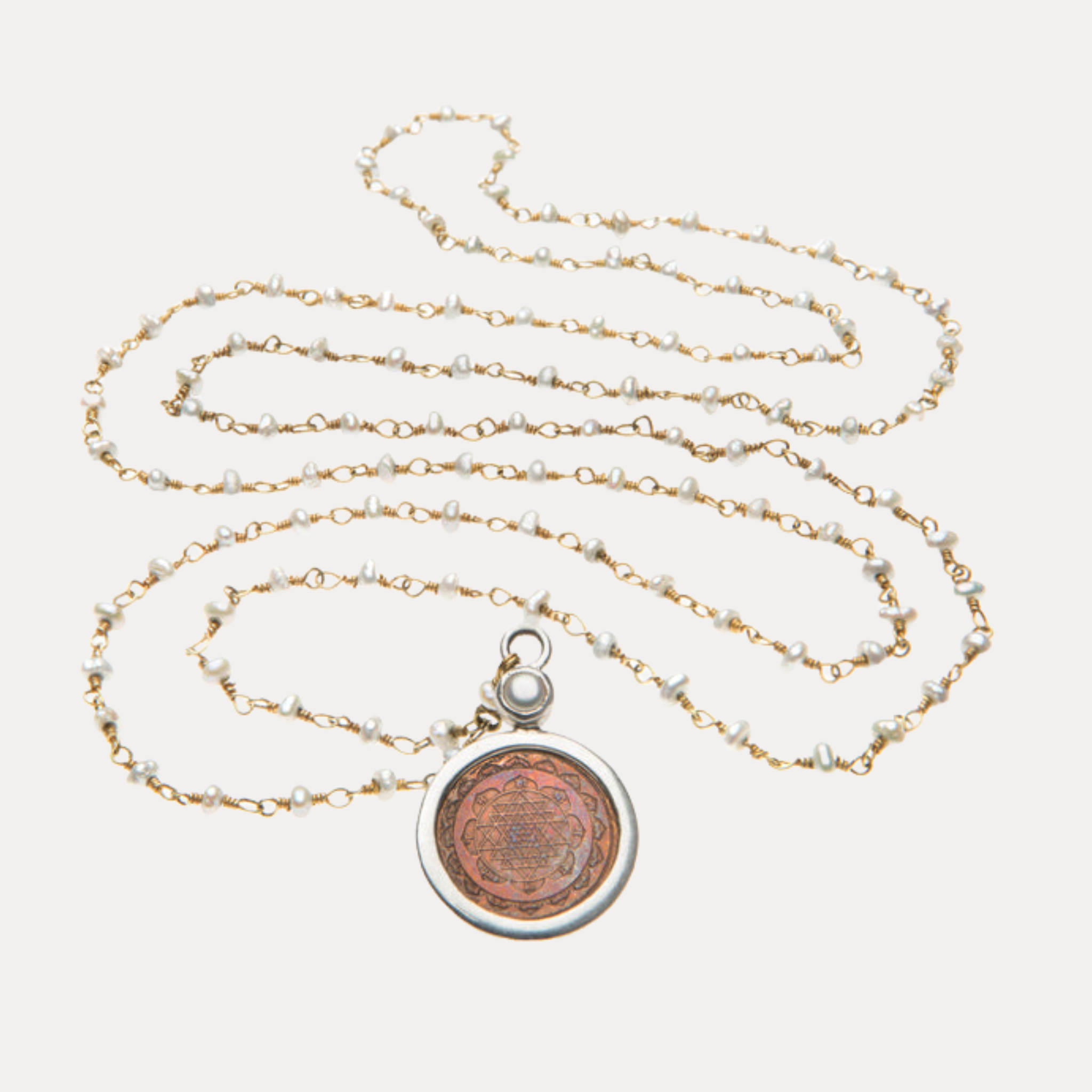 Pearl Sri Yantra Necklace