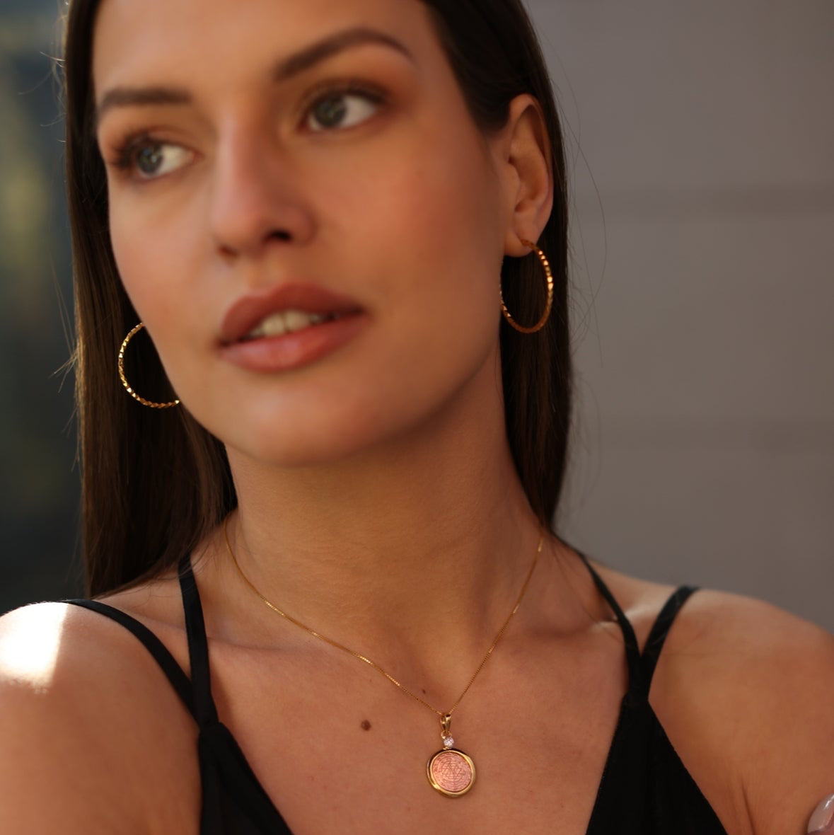 Goddess Hoop- Hammered 14kt Gold