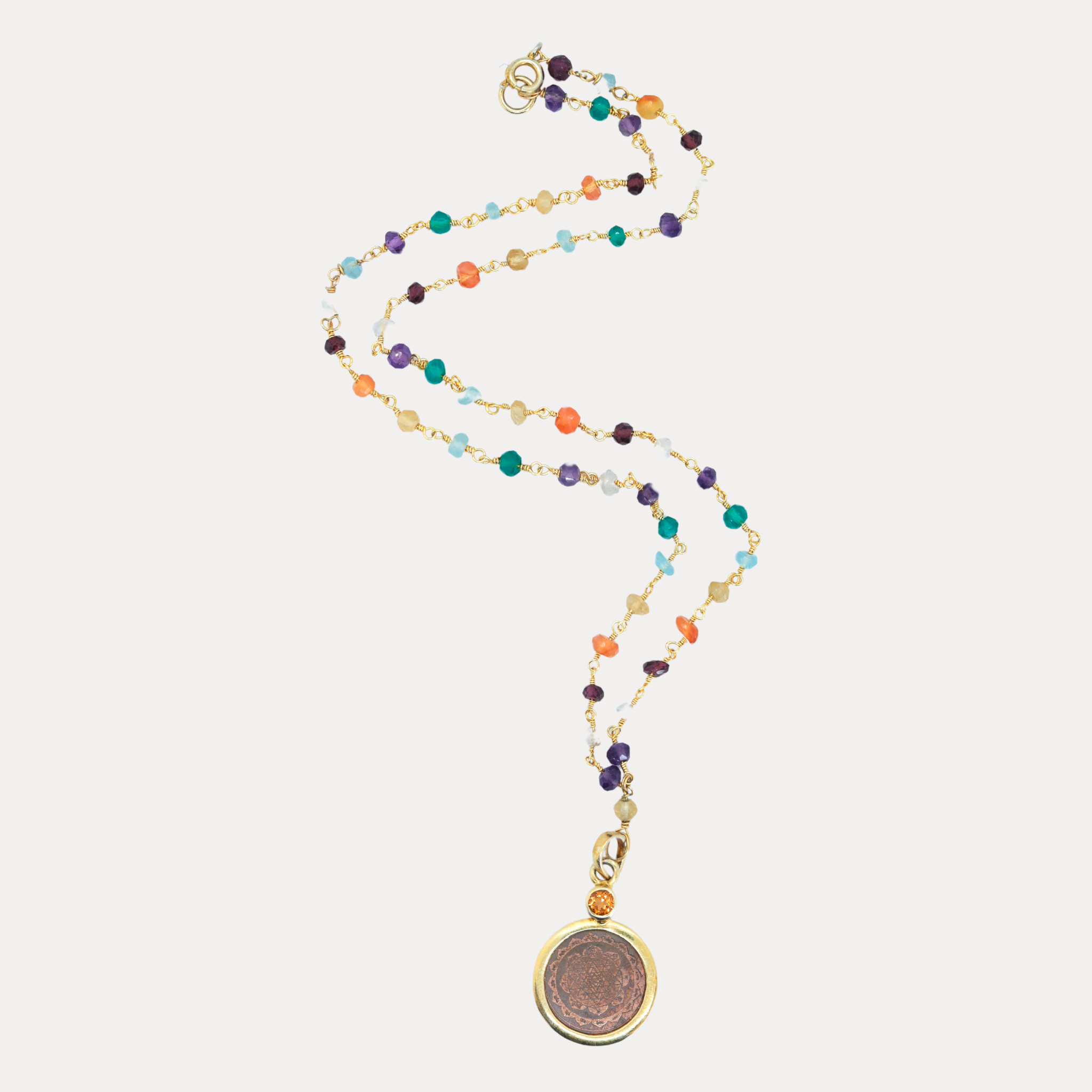 Inner Joy Multi Stone Sri Yantra Necklace. Limited Edition