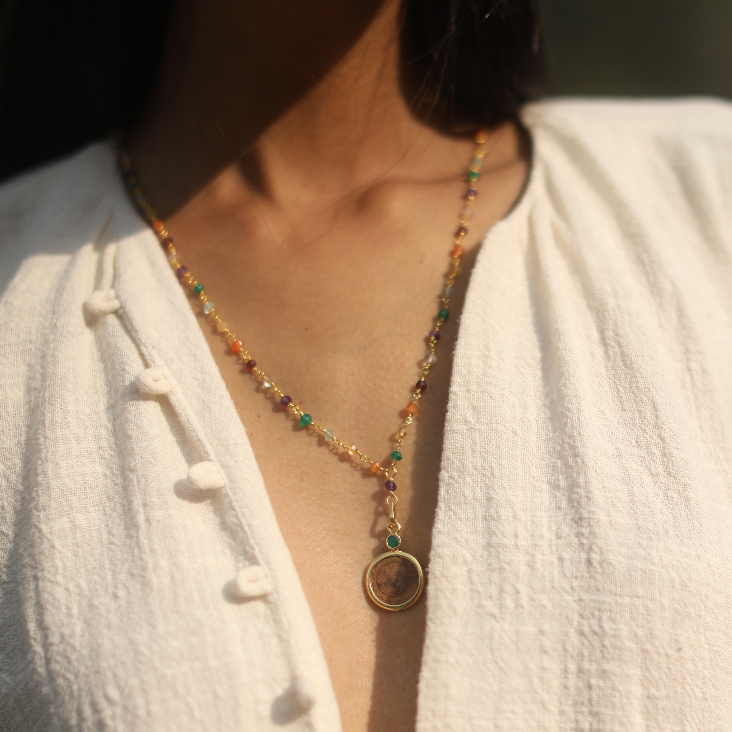 Inner Joy Multi Stone Sri Yantra Necklace