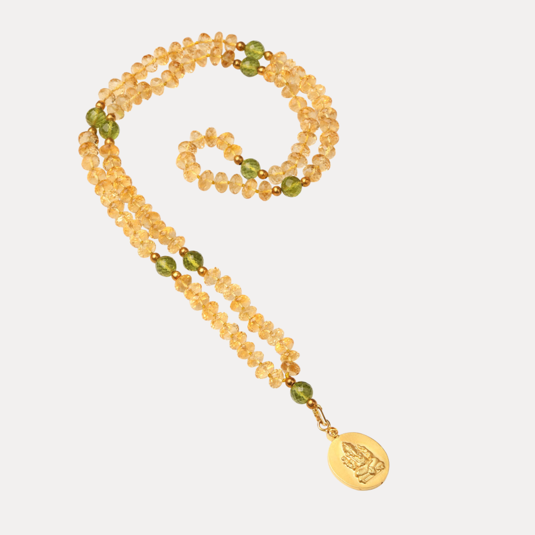 Citrine with Peridot Ganesha Istha Devata Japa Mala