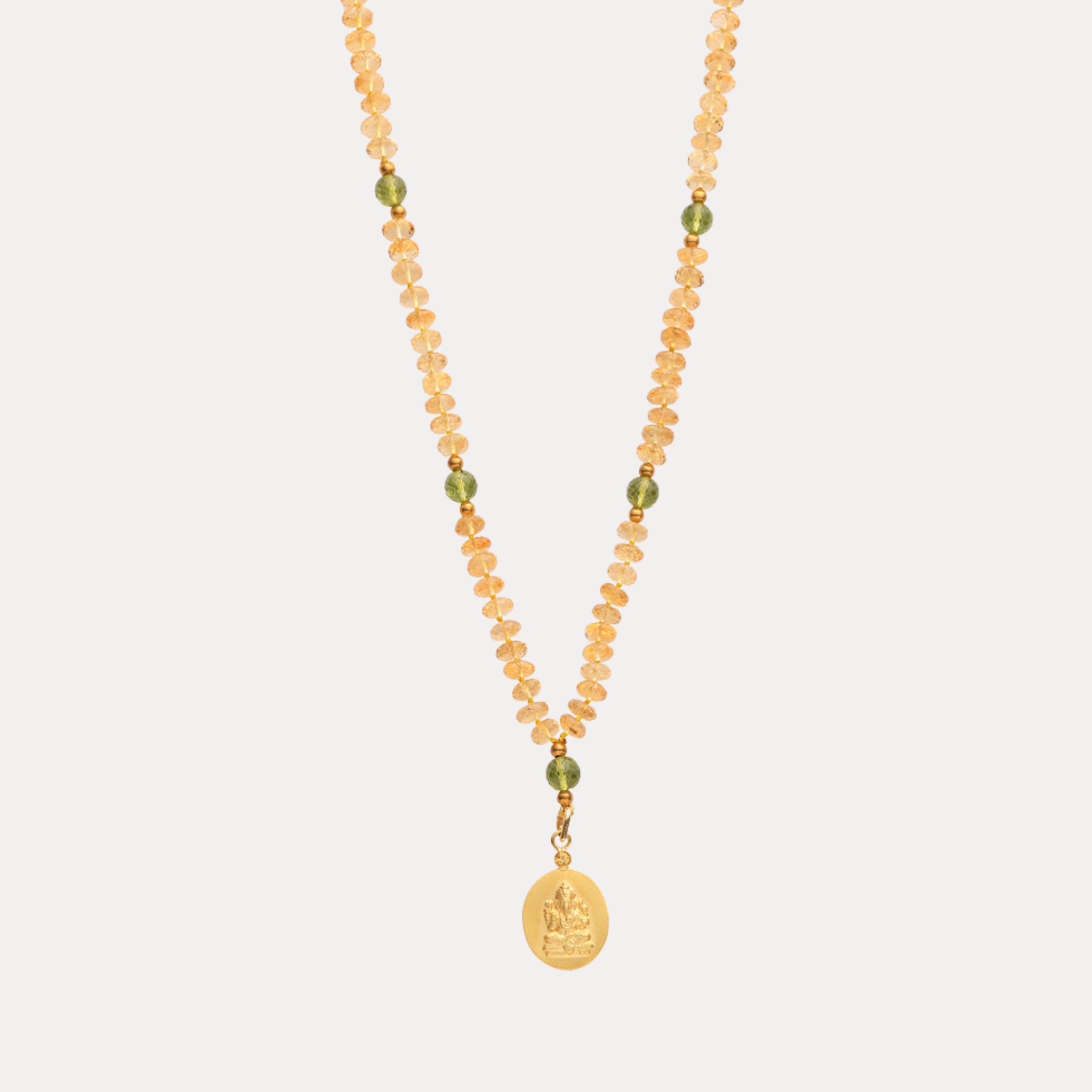 Citrine with Peridot Ganesha Istha Devata Japa Mala