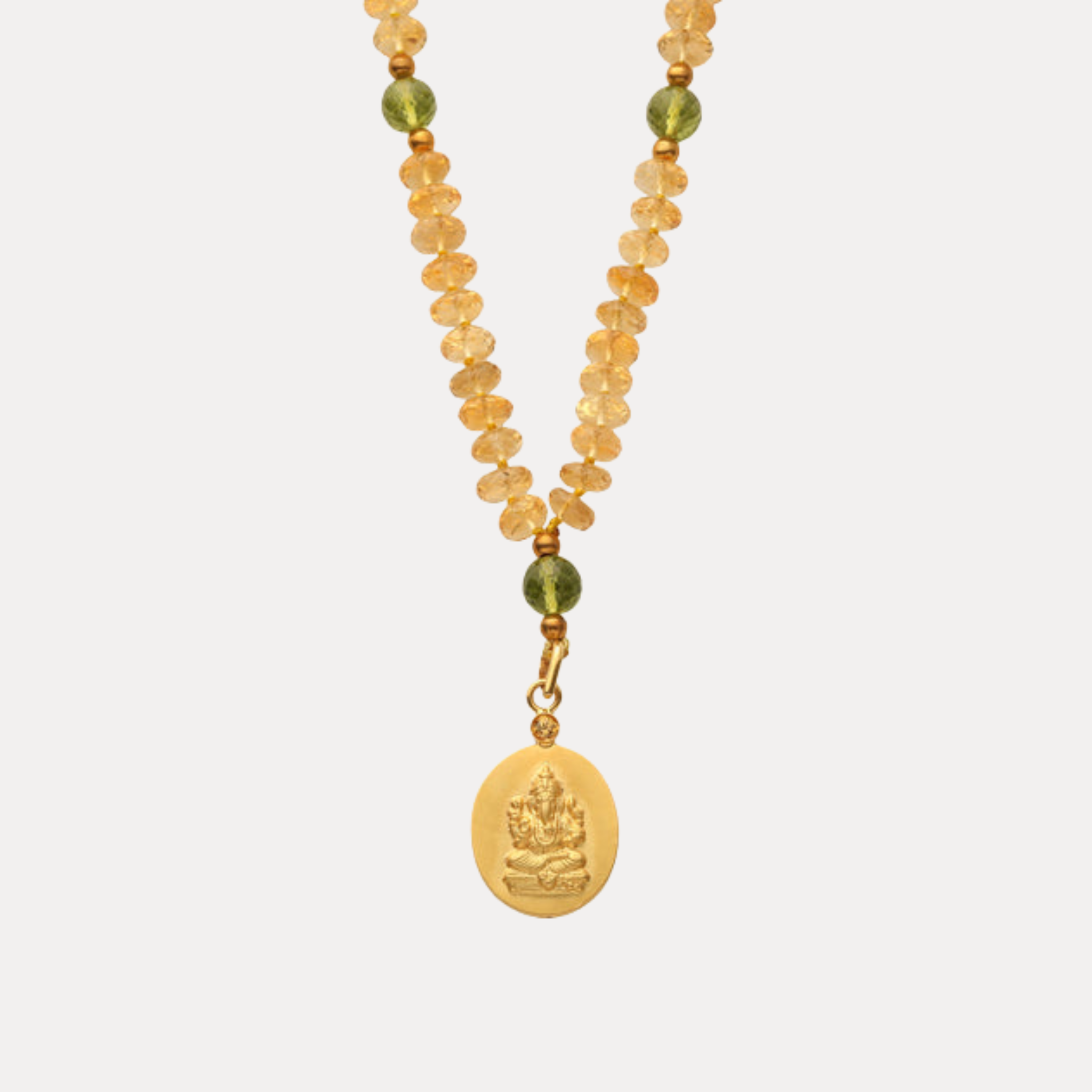 Citrine with Peridot Ganesha Istha Devata Japa Mala