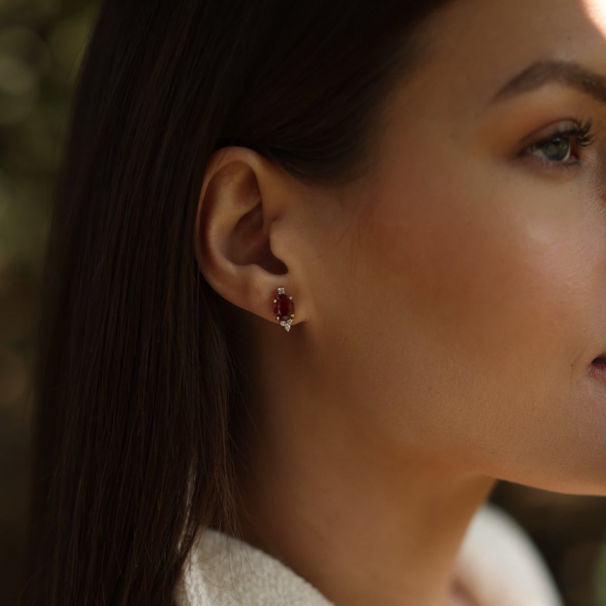 Ruby & Diamond Earrings with 18kt Gold