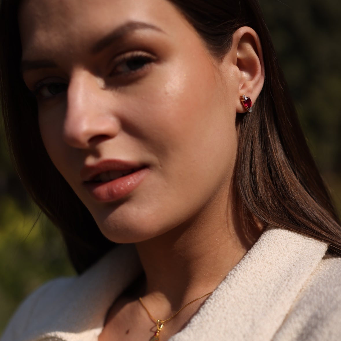 Ruby & Diamond Earrings with 18kt Gold