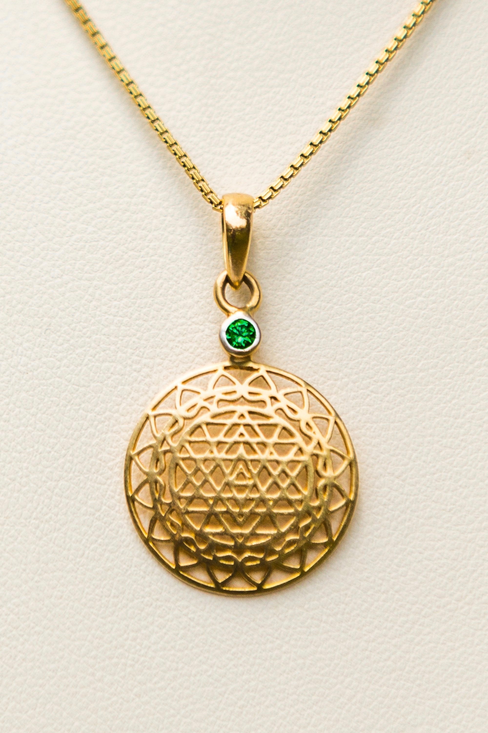 14Kt Gold Sri Yantra Pendant Necklace Holiday Offering