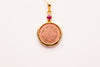 Copper with 14Kt Gold Mounted with Ruby Sri Yantra 18" Pendant Necklace - The Sattva Collection