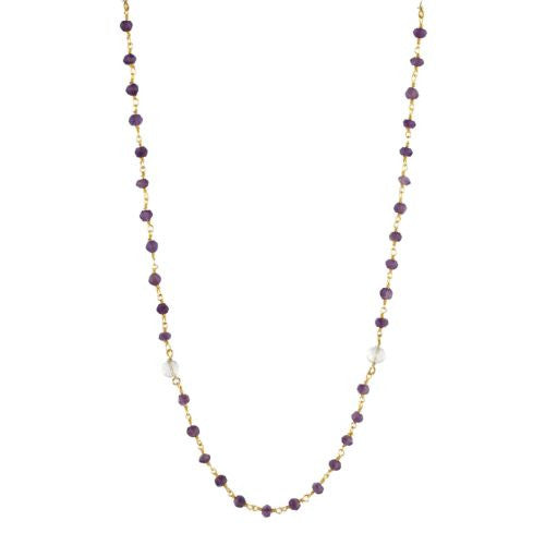 Amethyst and Crystal Counter Bead Necklace - The Sattva Collection