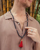 Lavastone Mala with Ruby counter beads