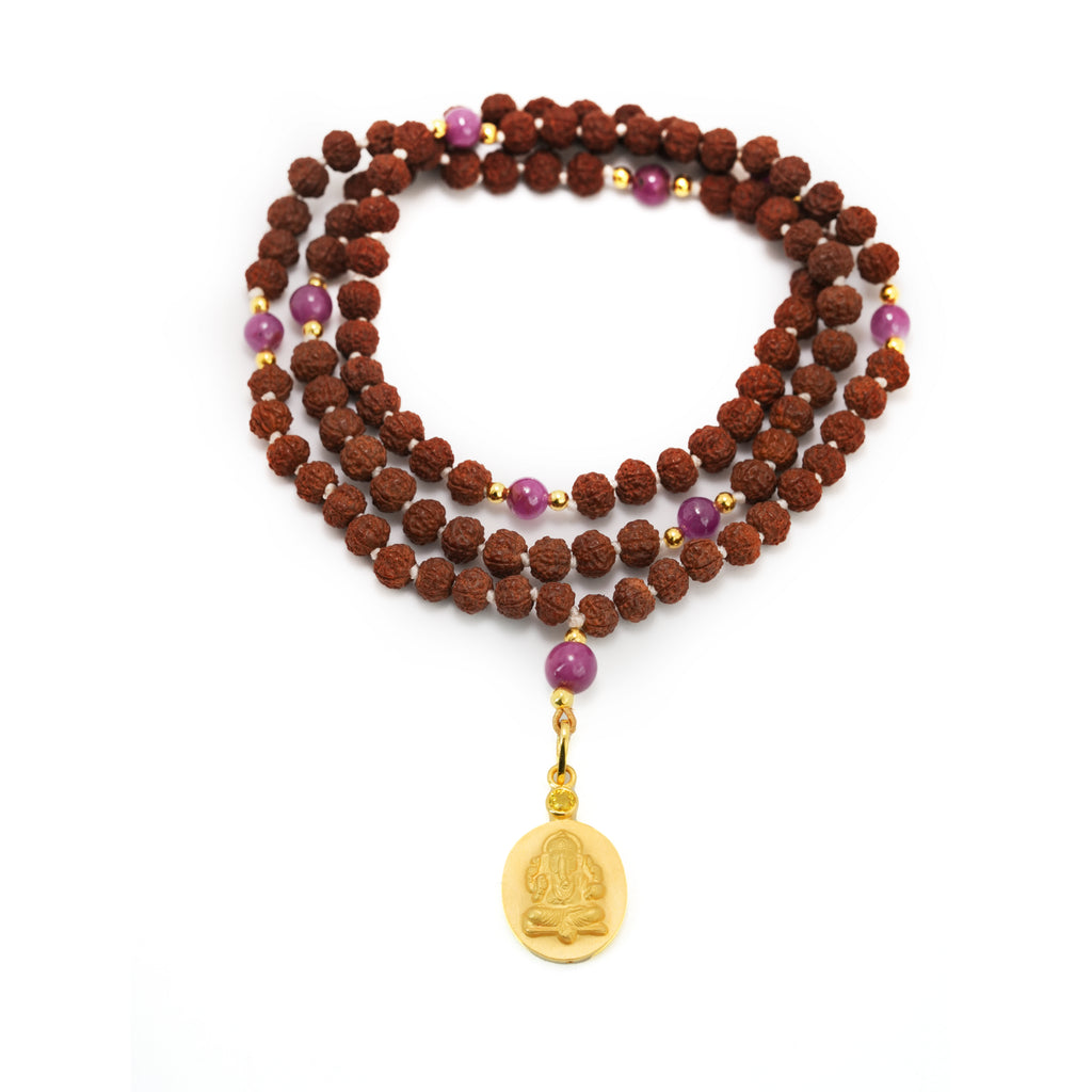 Ganesha Istha Devata Japa Mala with Ruby Counterbeads