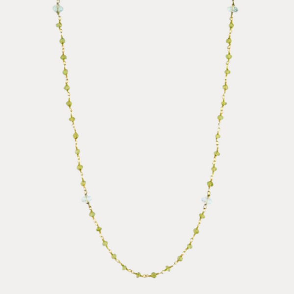 Aquamarine and Peridot Counter Bead Necklace