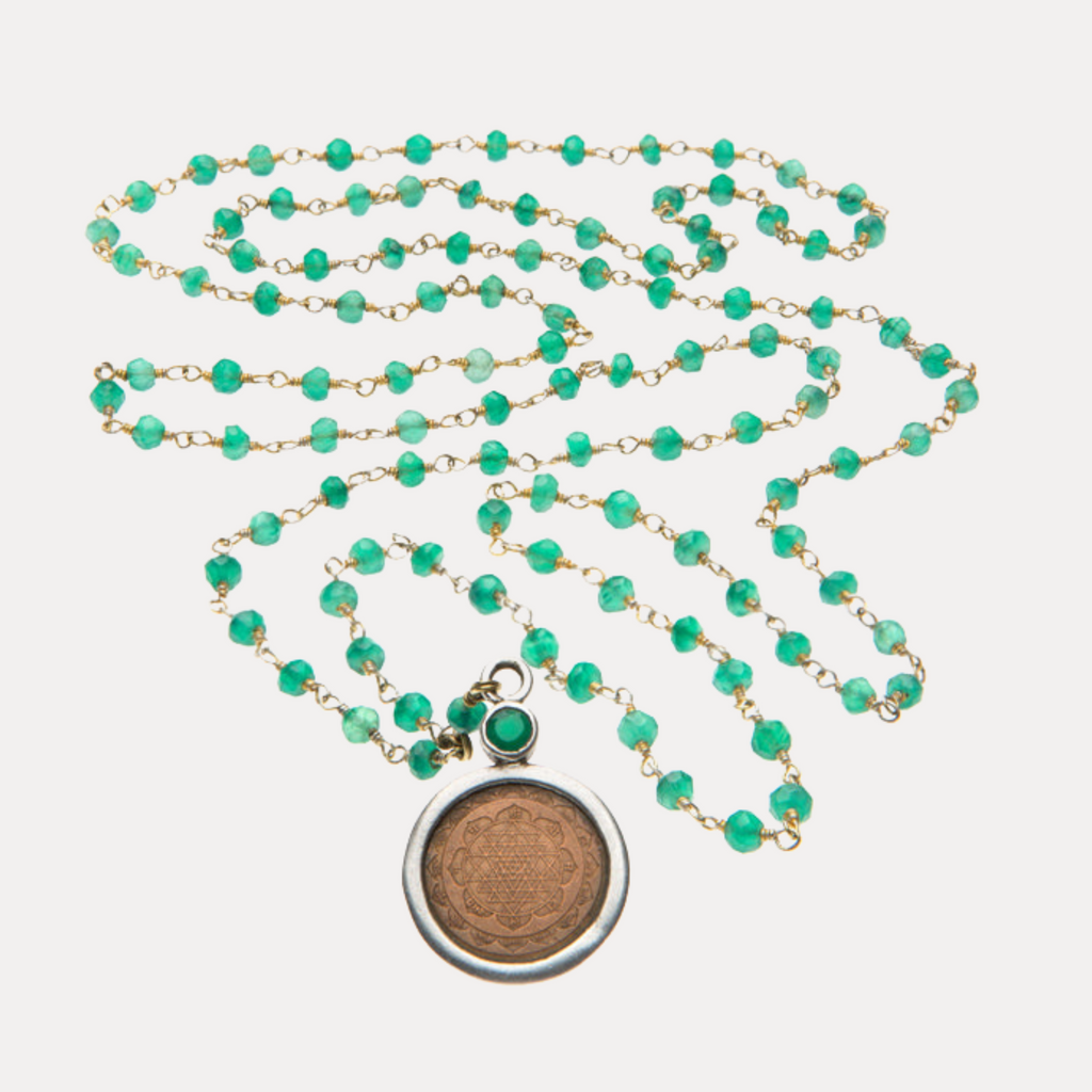 Green Onyx Sri Yantra Necklace