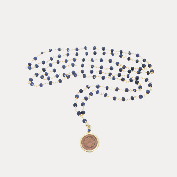 Blue Sapphire Sri Yantra Necklace