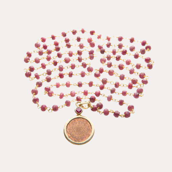 Ruby Sri Yantra Pendant Necklace