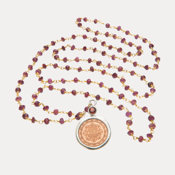 Garnet Sri Yantra Necklace