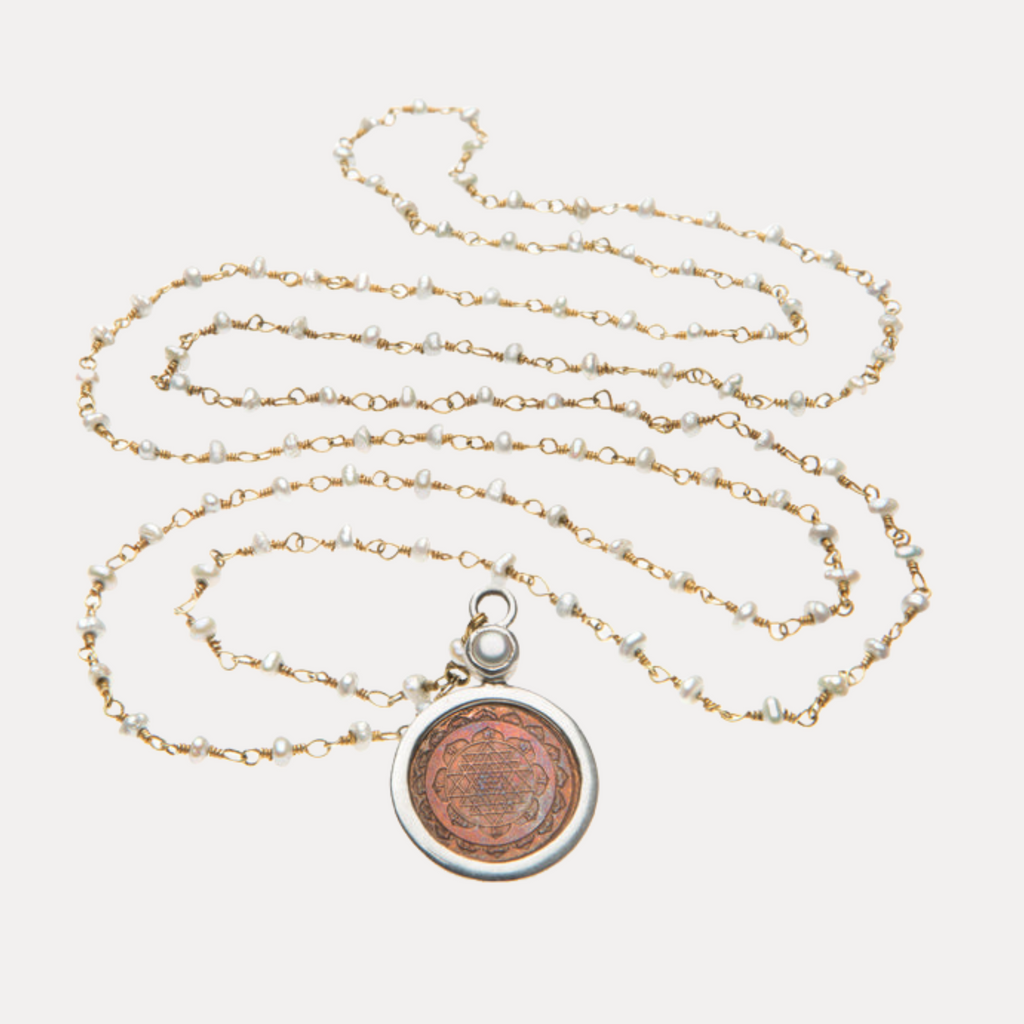 Pearl Sri Yantra Necklace
