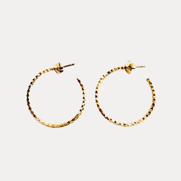 Goddess Hoop-  Hammered 14kt Gold