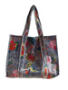 Velvet Tote- Grey with Flowers