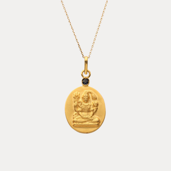 Shiva Pendant Necklace 18kt Gold with Blue Sapphire