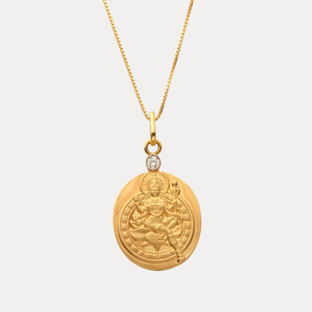 Bhuvaneswari Pendant Necklace 18kt Gold with Diamond Mount