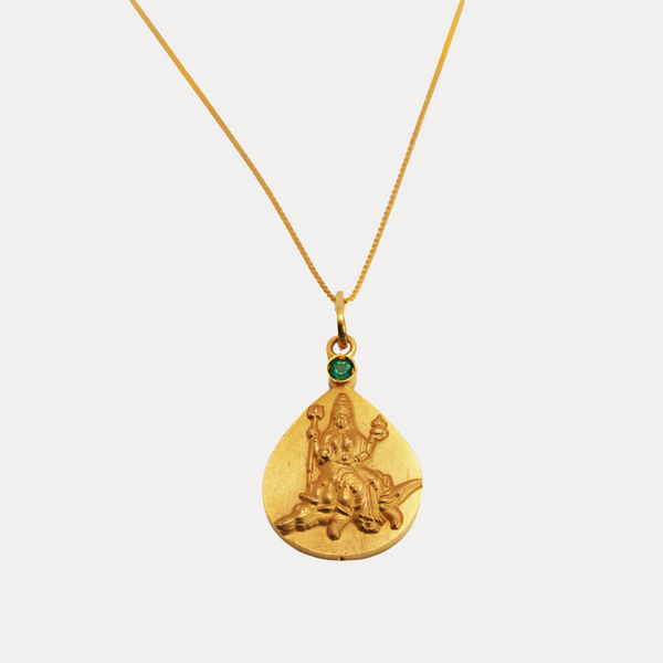 Ma Ganga Pendant Necklace 18kt Gold with Emerald