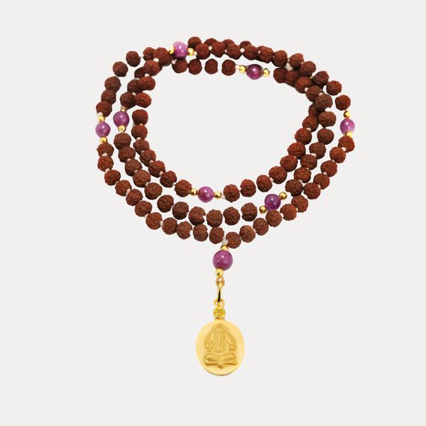 Ganesha Istha Devata Japa Mala with Ruby Counterbeads