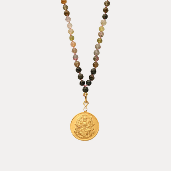 Lalita Devi Pendant Tourmaline Mala 18kt Gold with Diamond
