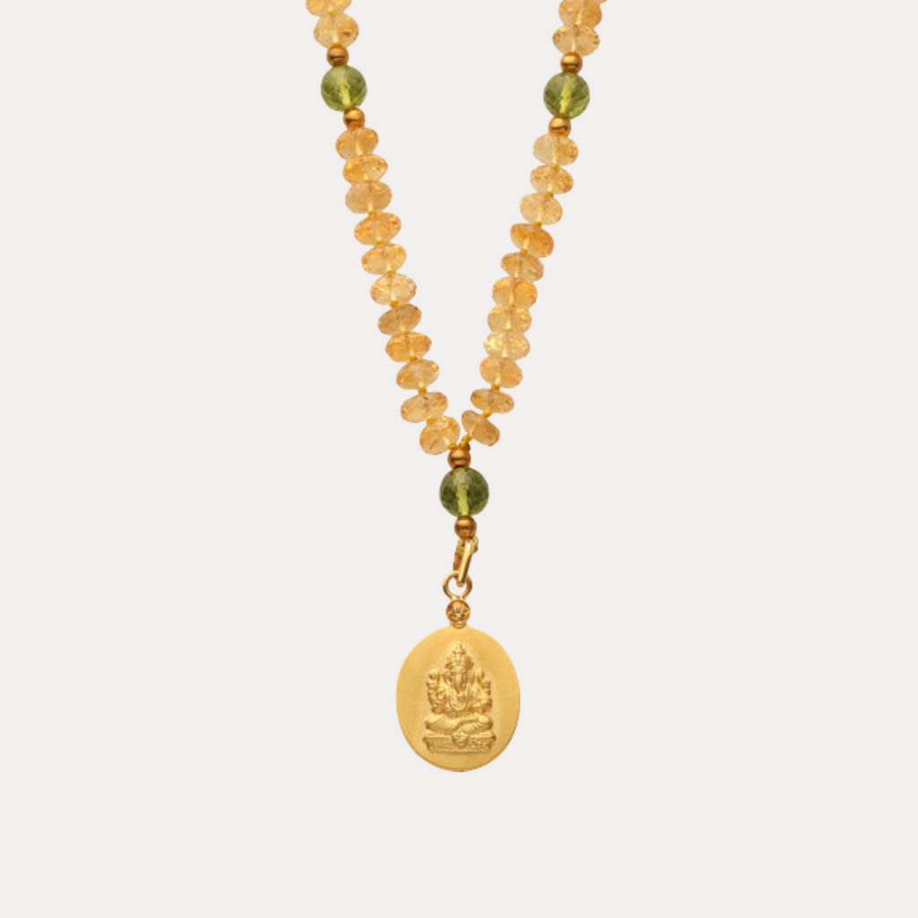 Citrine with Peridot Ganesha Istha Devata Japa Mala