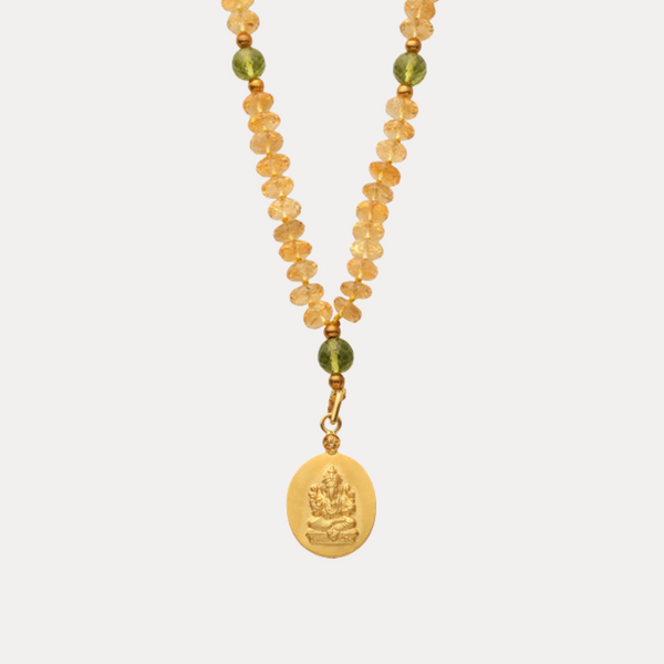 Citrine with Peridot Ganesha Istha Devata Japa Mala