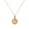 Copper with 14kt Gold Emerald Mount Sri Yantra 18" Pendant Necklace