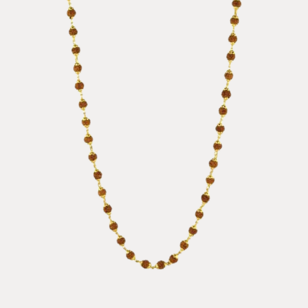 108 Rudraksha with Gold Plated Caps Necklace