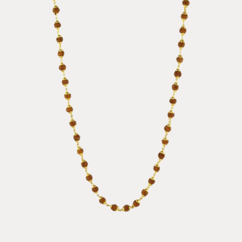 108 Rudraksha with Gold Plated Caps Necklace