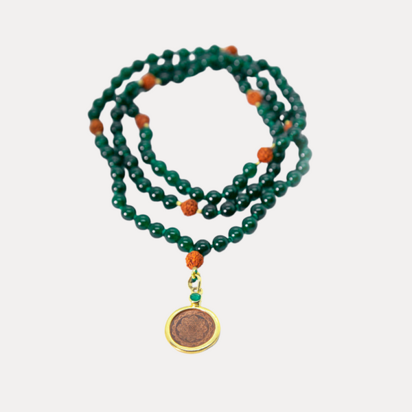 Jade & Rudraksha Sri Yantra Japa Mala