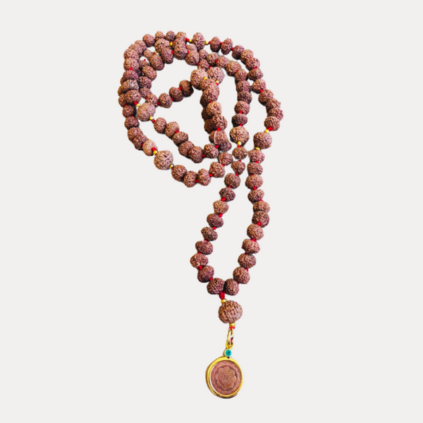7 & 8 Mukhi Rudraksha Mala with 14kt Gold Sri Yantra Pendant