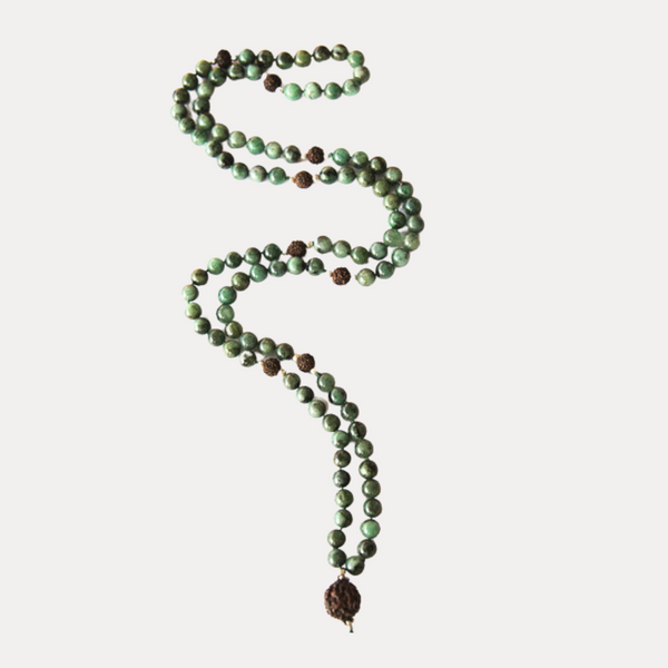 Emerald & Rudraksha Mala