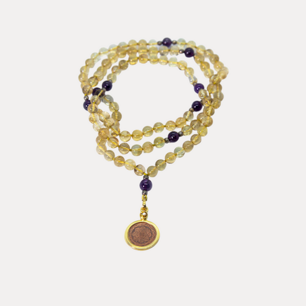 Citrine & Amethyst Sri Yantra Japa Mala