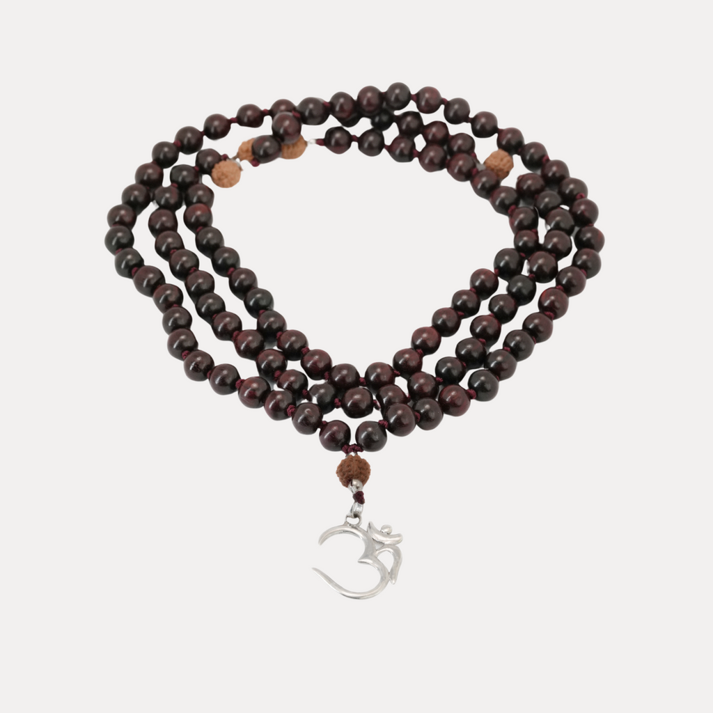 Om Black Sandalwood & Rudraksha Mala