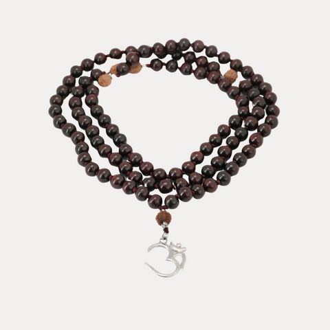 Om Black Sandalwood & Rudraksha Mala