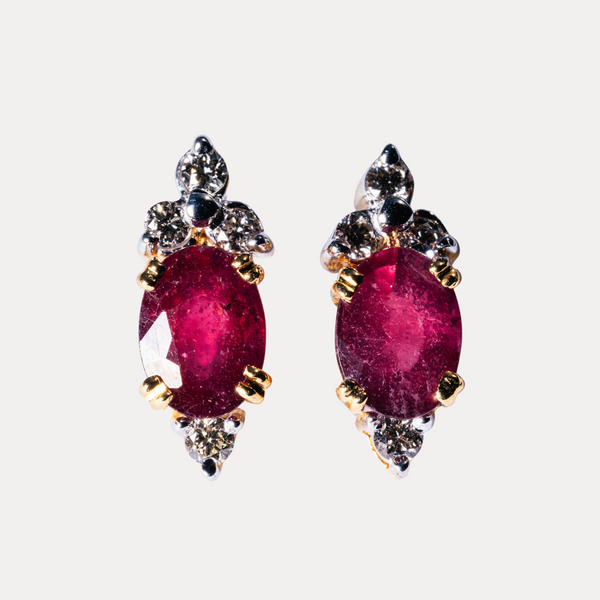 Ruby & Diamond Earrings with 18kt Gold