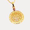Ruby & 14kt Gold Sri Yantra Pendant Necklace