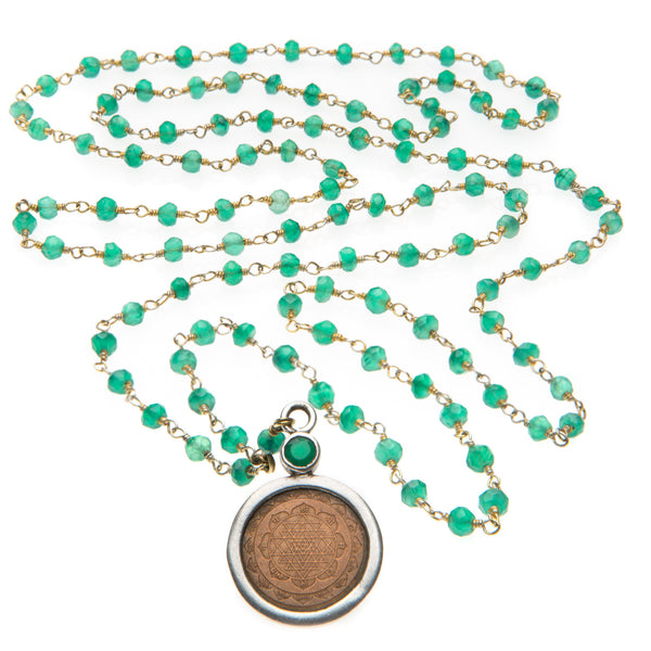 Green Onyx Sri Yantra Necklace - The Sattva Collection
