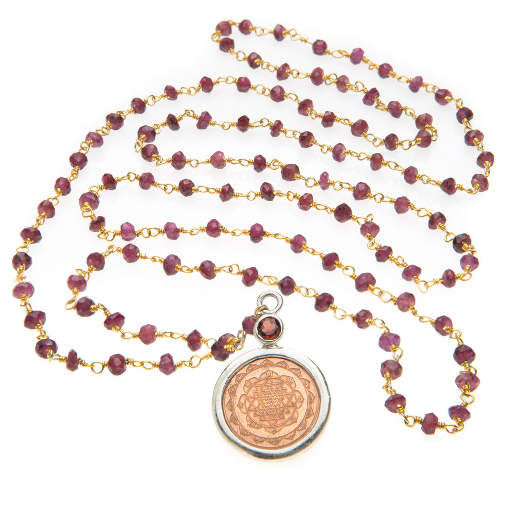 Garnet Sri Yantra Necklace - The Sattva Collection