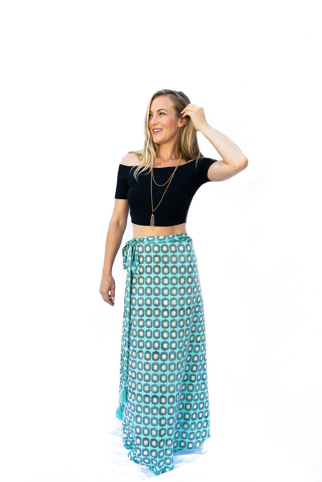 Sati Wrap Skirt- Blue - The Sattva Collection