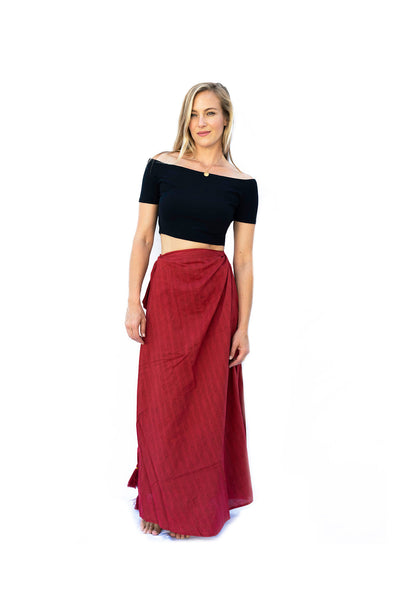 Sati Wrap Skirt- Red - The Sattva Collection