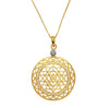 Large Size 14kt Gold Tripura Sri Yantra Necklace with Diamond Mount on 24 inch chain